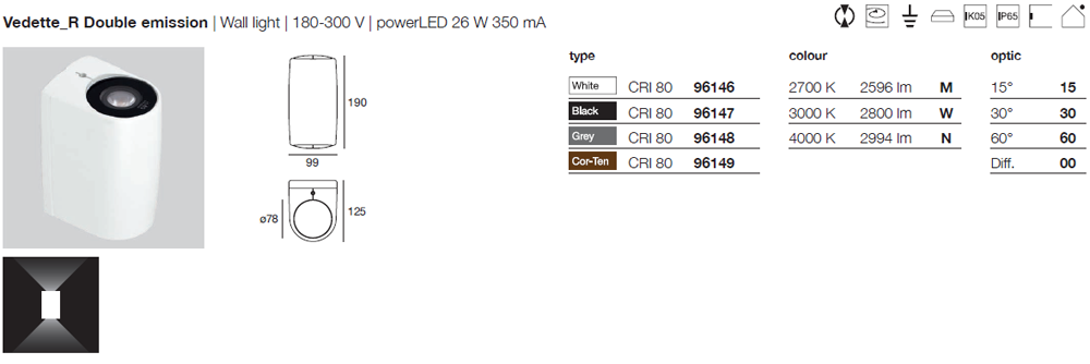 vedette R 15 watt diametro 78mm