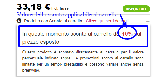 Disclaimer prodotto scontato