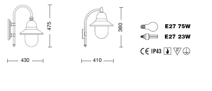 Technical detail outdoor wall lamp Iris