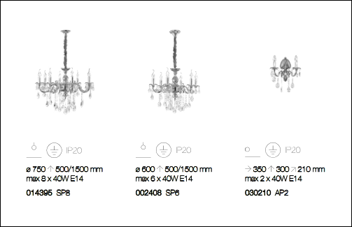 tecnical sheets about Impero chandelier