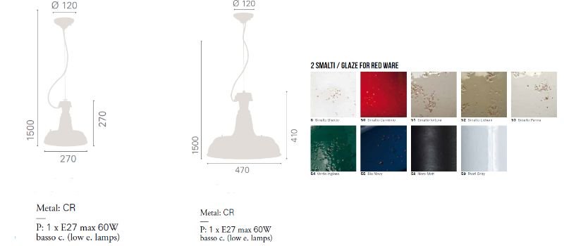 Scheda tecnica lampadario Torino piccolo e grande