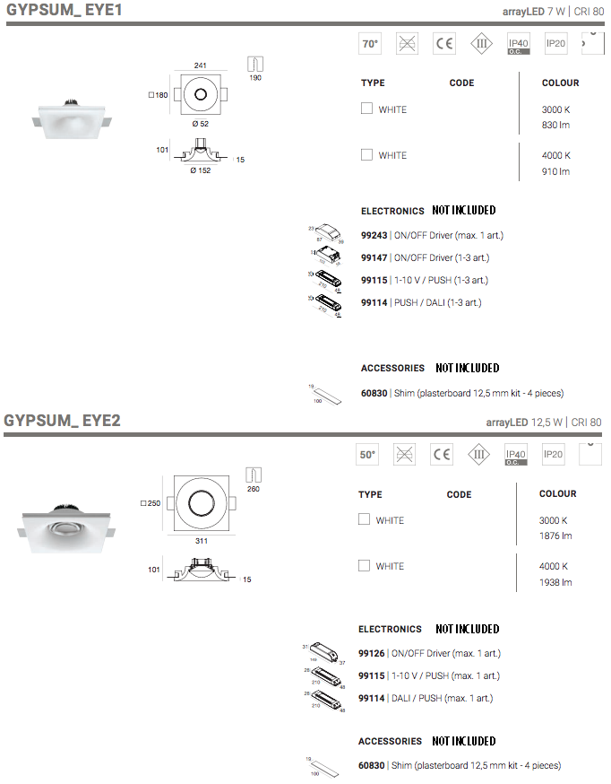 Technical sheet Gypsum_Eye recessed spotlight