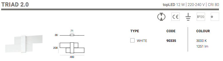 Technical sheet wall light Triad 2.0 LED