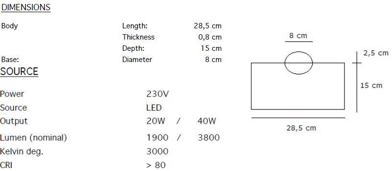 Scheda tecnica applique a LED Giù-Up