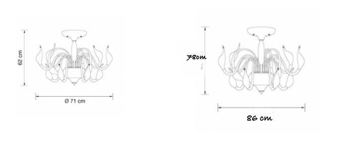 Technical detail ceiling Swan 12 and 18 lights