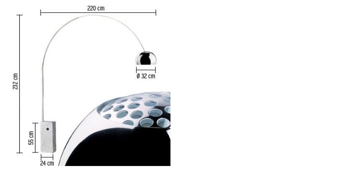 Scheda tecnica lampada da terra Arco di Flos