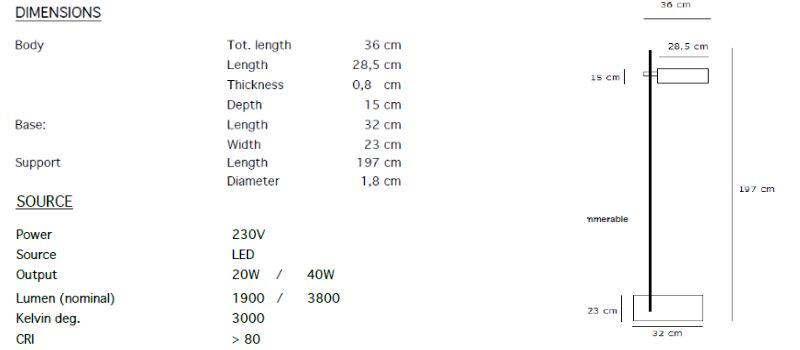 Scheda tecnica lampada da terra Giù-Up