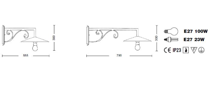 Technical detail outdoor wall lamp Vecchioa Mulino