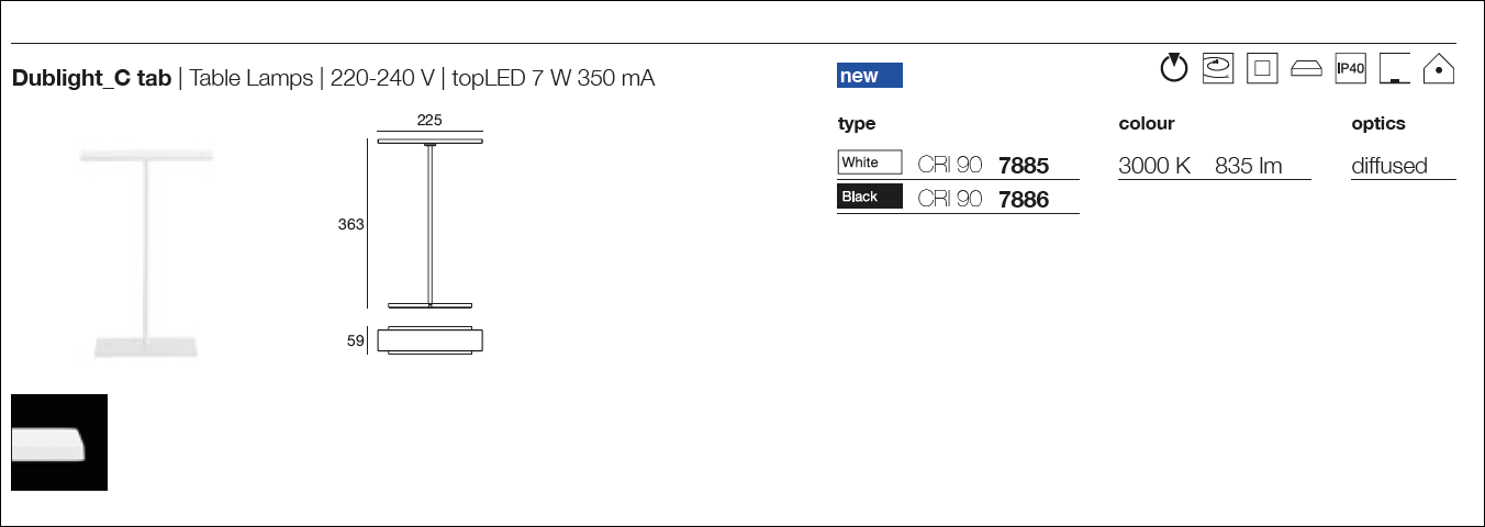 scheda tecnica Lampada da tavolo Dublight c tab